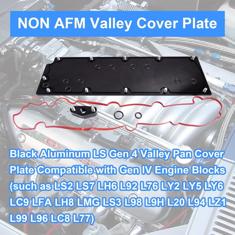 SUSUCAR LS Gen 4 (IV) Valley Pan Cover Plate with Gasket, Black Aluminum Valley Cover for LS LS2 LS3 L99 Gen Ⅳ Engine 551646 Non AFM/DOD - Image 5